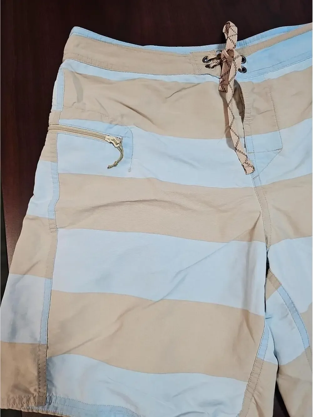 Patagonia Striped Board Shorts Men Swim Trunks Surf Beach Pocket Unlined Size 35